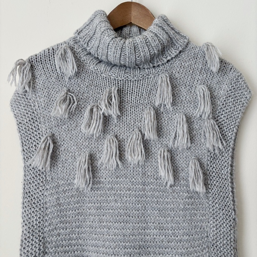 Apiece Apart Grey Fringe Alpaca Turtleneck Sweater Vest Small Grey Après-Ski - Picture 3 of 12